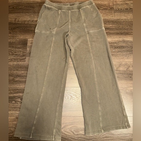 aerie Pants - aerie (Large) Green Lined Wide Leg Sweatpants